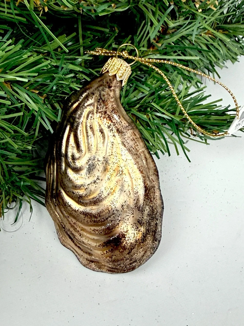Sur La Table Oyster On The Half Shell Glass Christmas Ornament made in Poland